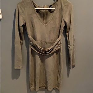 Suede olive green mini dress🔥 worn once